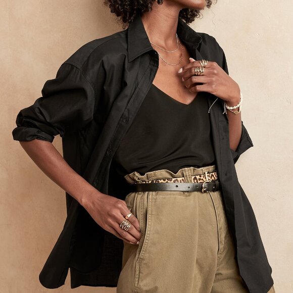 Banana Republic Factory Tops - Banana Republic Black OVERSIZED BUTTON-DOWN SHIRT/NWT/M